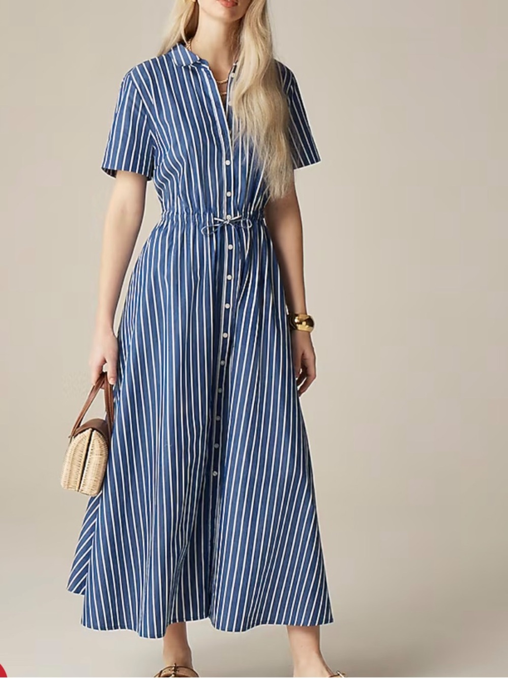 J.Crew Cerise shirt-dress in striped poplin blue 12 - Picture 1 of 7